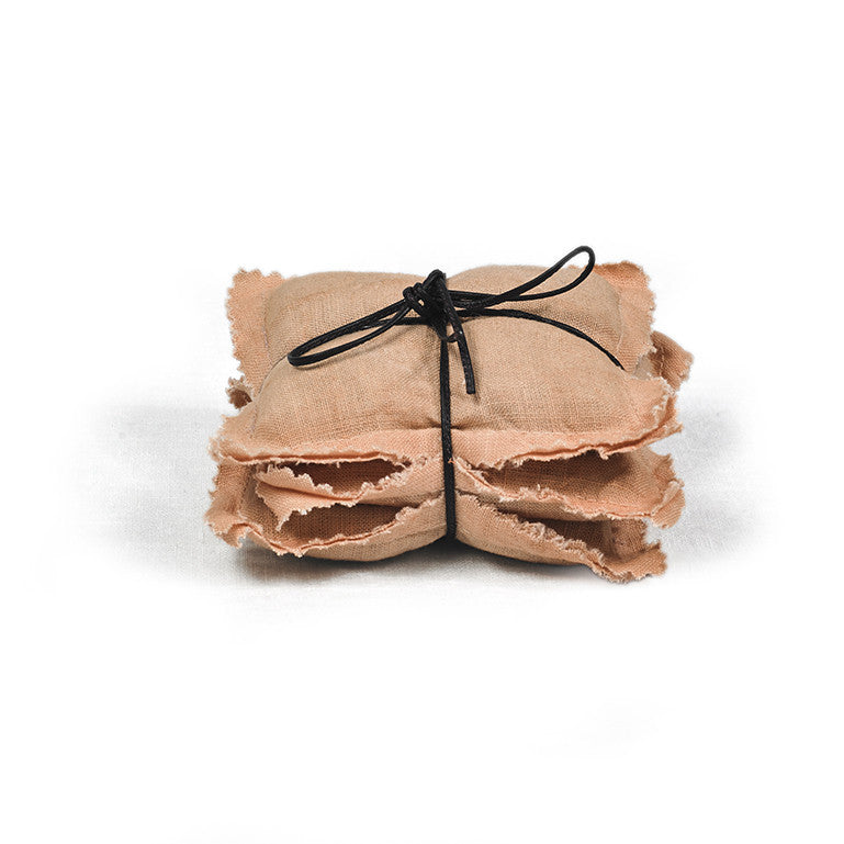 LAVENDER SCENTED SACHETS · PURE WASHED LINEN · SALMON (PACK OF 3)
