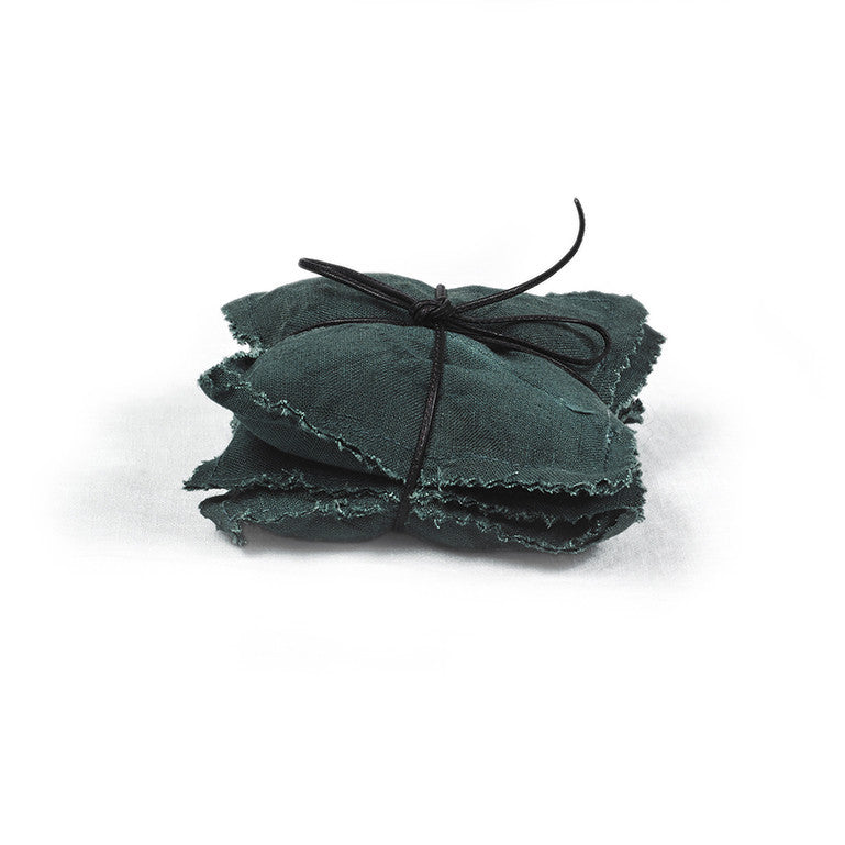 LAVENDER SCENTED SACHETS · PURE WASHED LINEN · RACING GREEN (PACK OF 3)