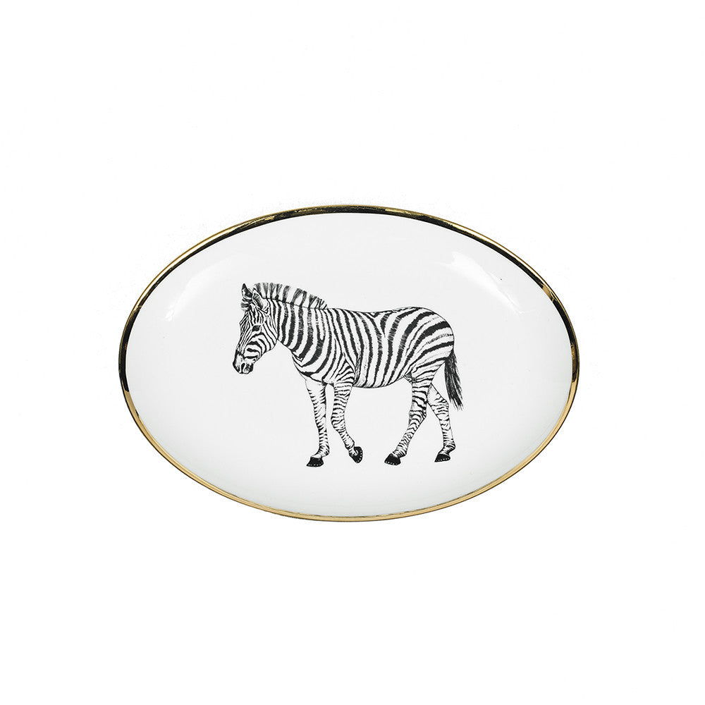 OVAL SIDE PLATE · LIMOGES PORCELAIN · ZEBRA MOTIF