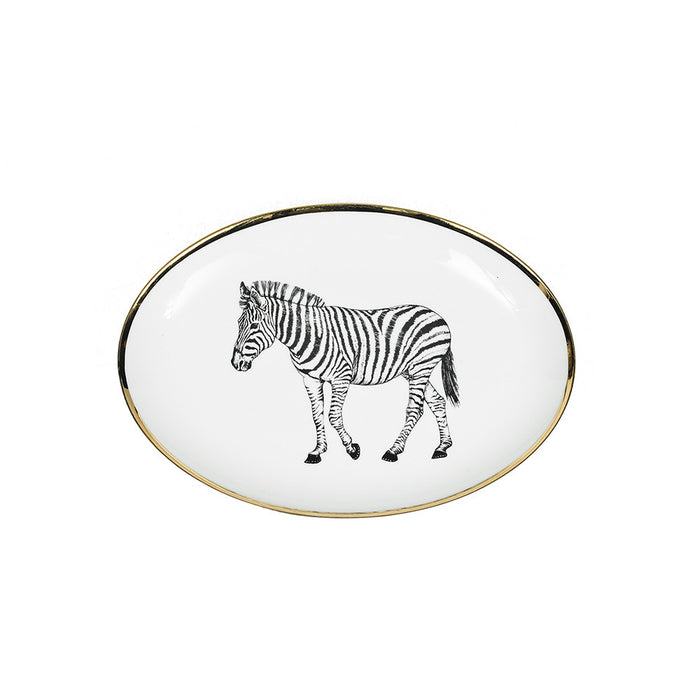 OVAL SIDE PLATE · LIMOGES PORCELAIN · ZEBRA MOTIF