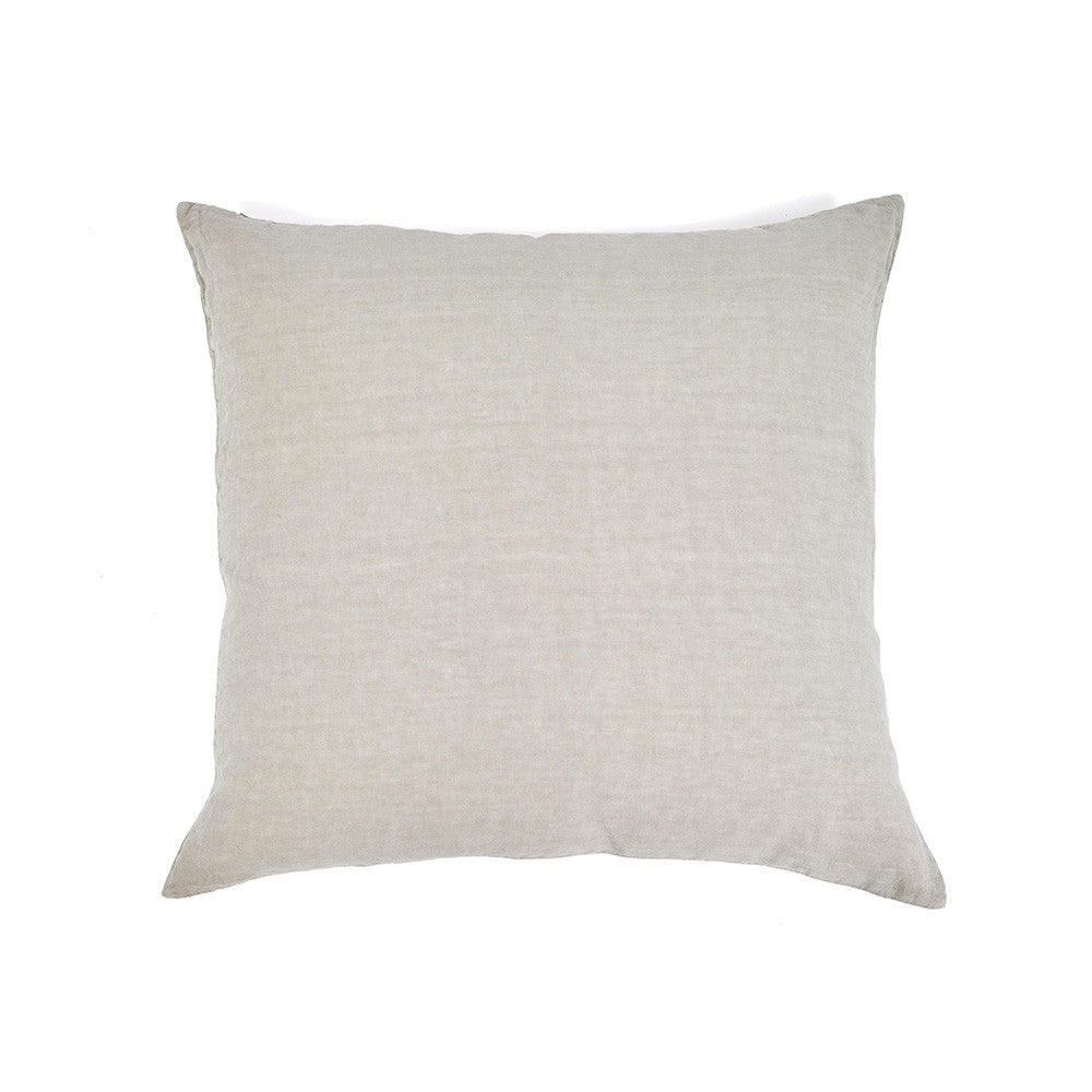 Funda de almohada de puro lino lavado en color beige de 65x65