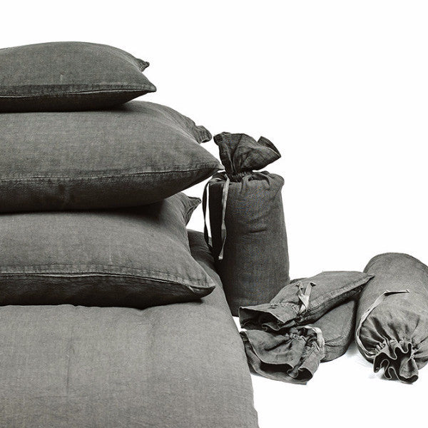 FITTED SHEET · PURE WASHED LINEN · LEAD GREY