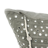 SWAHILI GIRAFFE EMBROIDERED CUSHION COVER · PURE WASHED LINEN · KHAKI