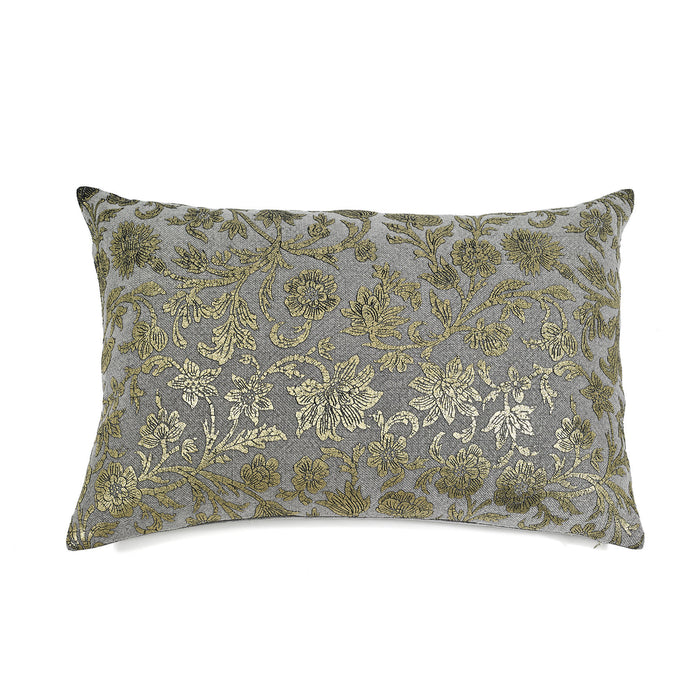 CUSHION COVER · PURE WASHED LINEN · DAHAB MOTIF · GREY/GOLD
