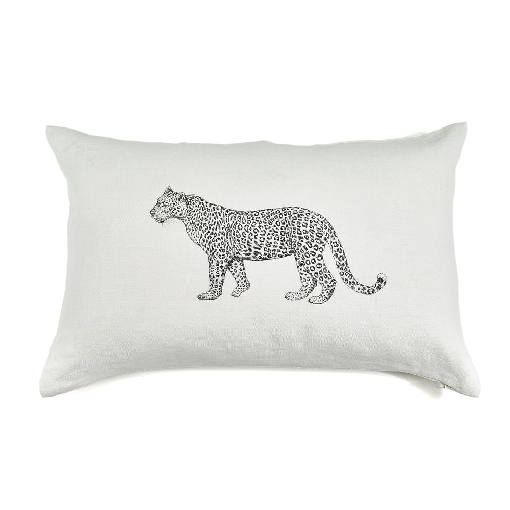 CUSHION COVER · PURE WASHED LINEN · LEOPARD MOTIF