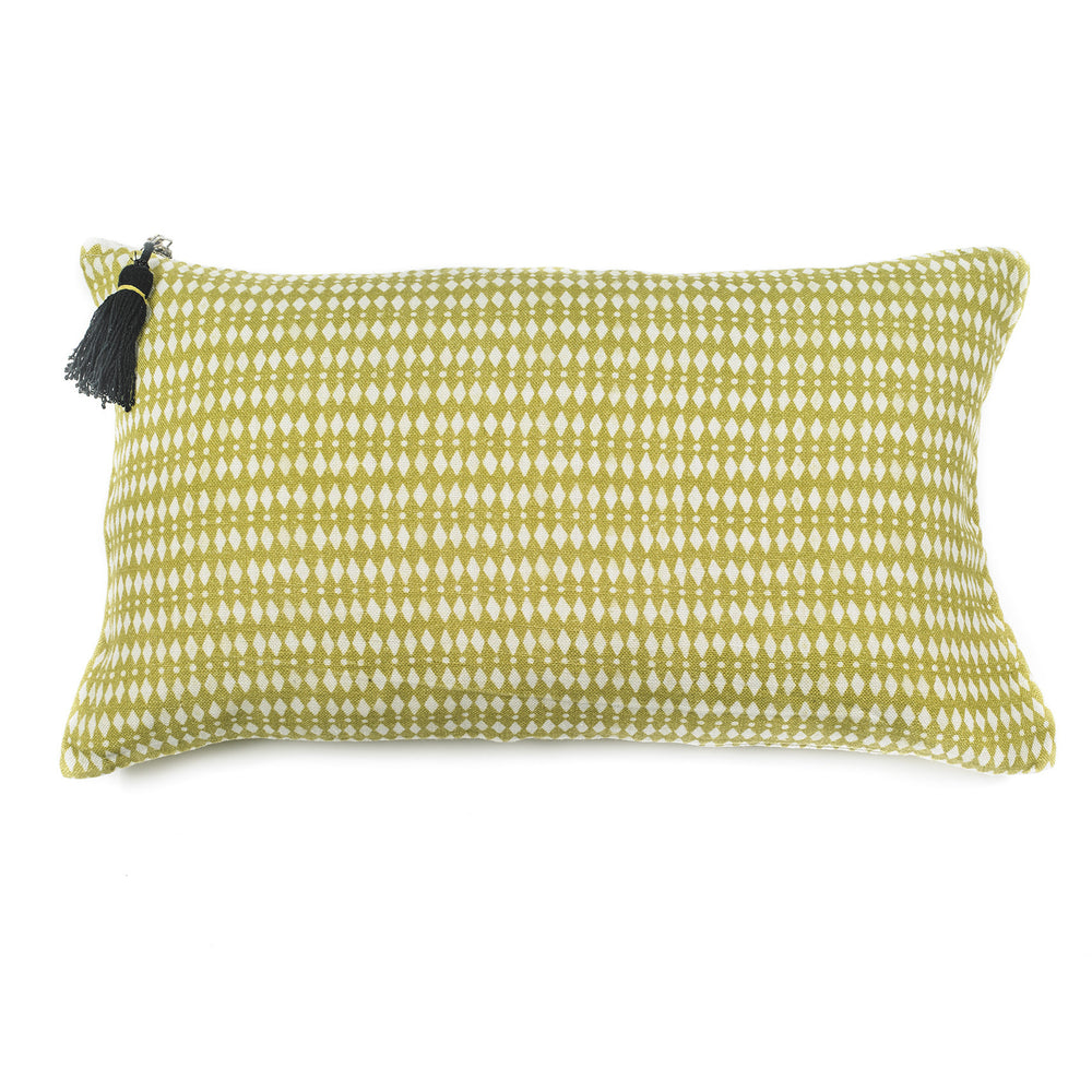 CUSHION COVER · PURE WASHED LINEN · KALAHARI MOTIF · LIME/WHITE