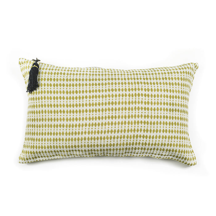 CUSHION COVER · PURE WASHED LINEN · KALAHARI MOTIF · WHITE/LIME