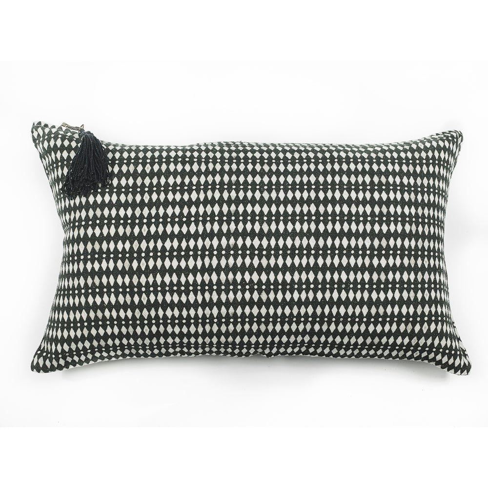 CUSHION COVER · PURE WASHED LINEN · KALAHARI MOTIF BLACK/WHITE