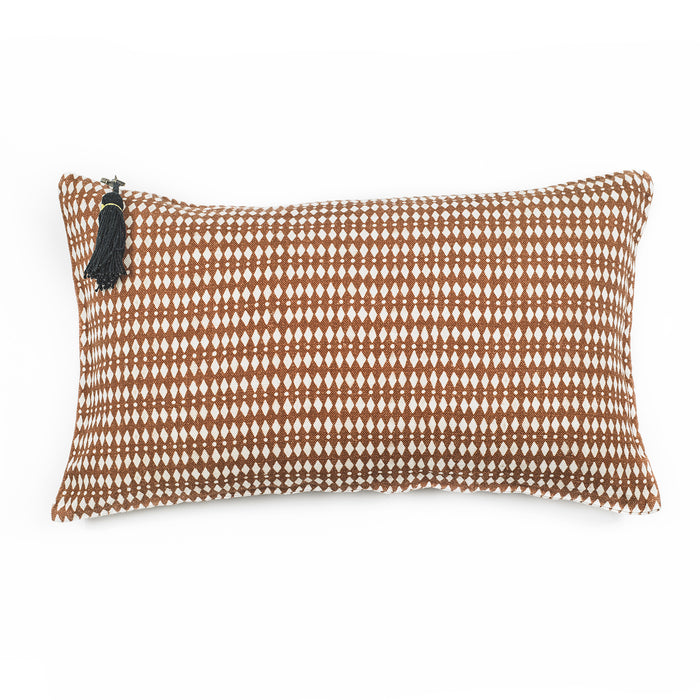 CUSHION COVER · PURE WASHED LINEN · KALAHARI MOTIF TERRACOTTA/WHITE