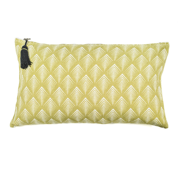 CUSHION COVER · PURE WASHED LINEN · NAMIBIA MOTIF LIME/WHITE