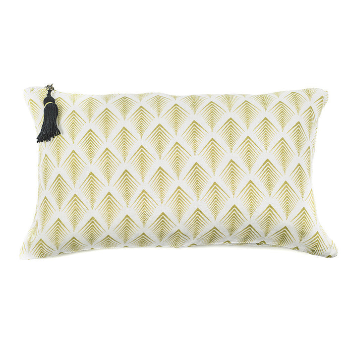 CUSHION COVER · PURE WASHED LINEN · NAMIBIA MOTIF WHITE/LIME