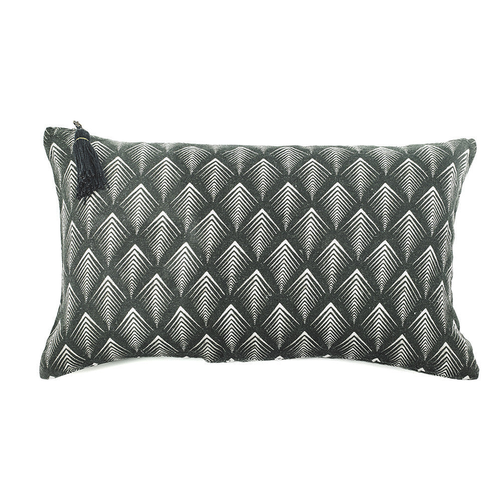 CUSHION COVER · PURE WASHED LINEN · NAMIBIA MOTIF BLACK/WHITE