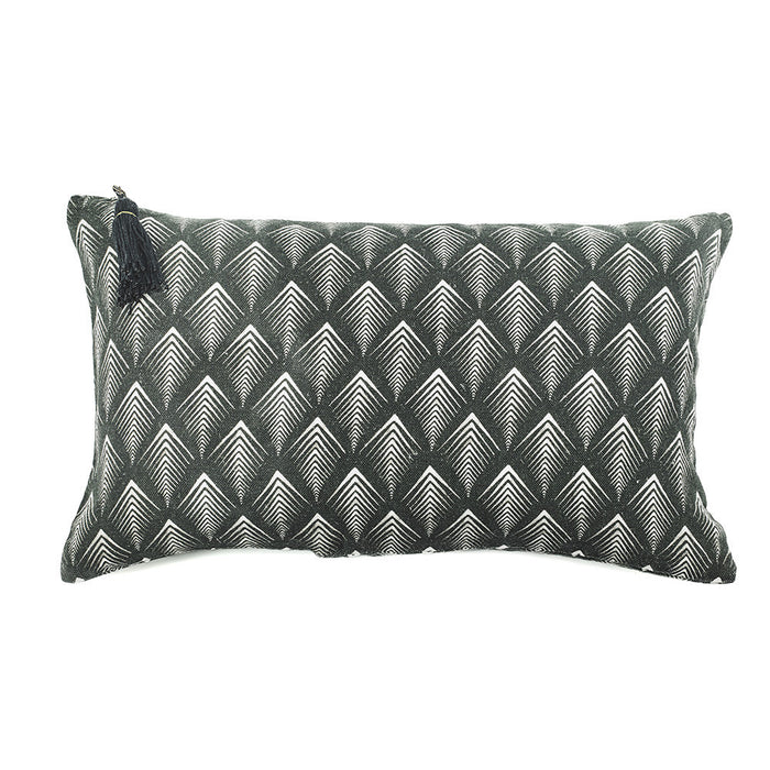 CUSHION COVER · PURE WASHED LINEN · NAMIBIA MOTIF BLACK/WHITE