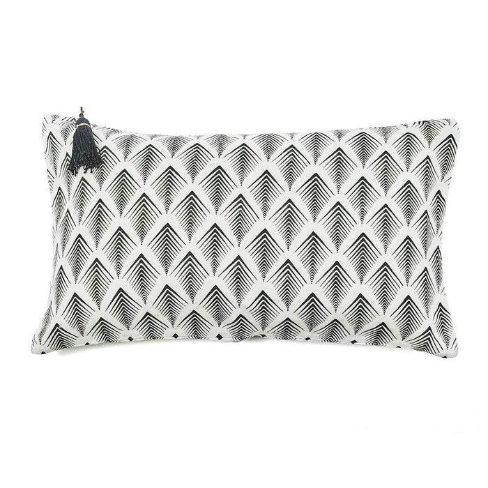 CUSHION COVER · PURE WASHED LINEN · NAMIBIA MOTIF WHITE/BLACK