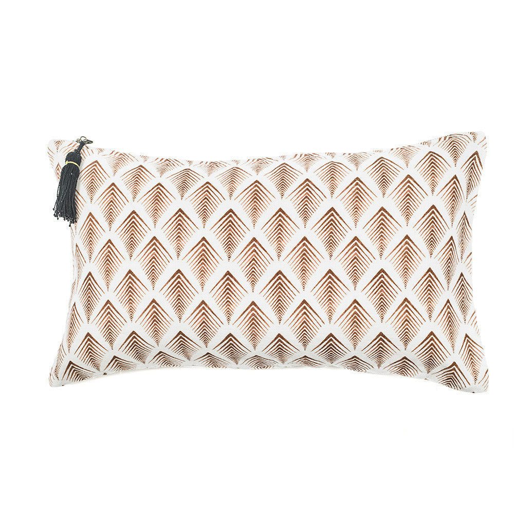CUSHION COVER · PURE WASHED LINEN · NAMIBIA MOTIF WHITE/TERRACOTTA