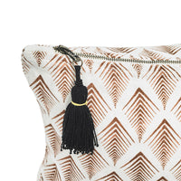 CUSHION COVER · PURE WASHED LINEN · NAMIBIA MOTIF WHITE/TERRACOTTA