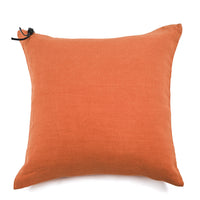 Funda de cojín de lino color naranja