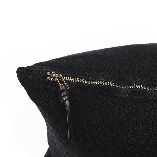 FLOOR CUSHION · PURE WASHED LINEN · BLACK