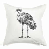 CUSHION COVER · PURE WASHED LINEN · CRANE MOTIF