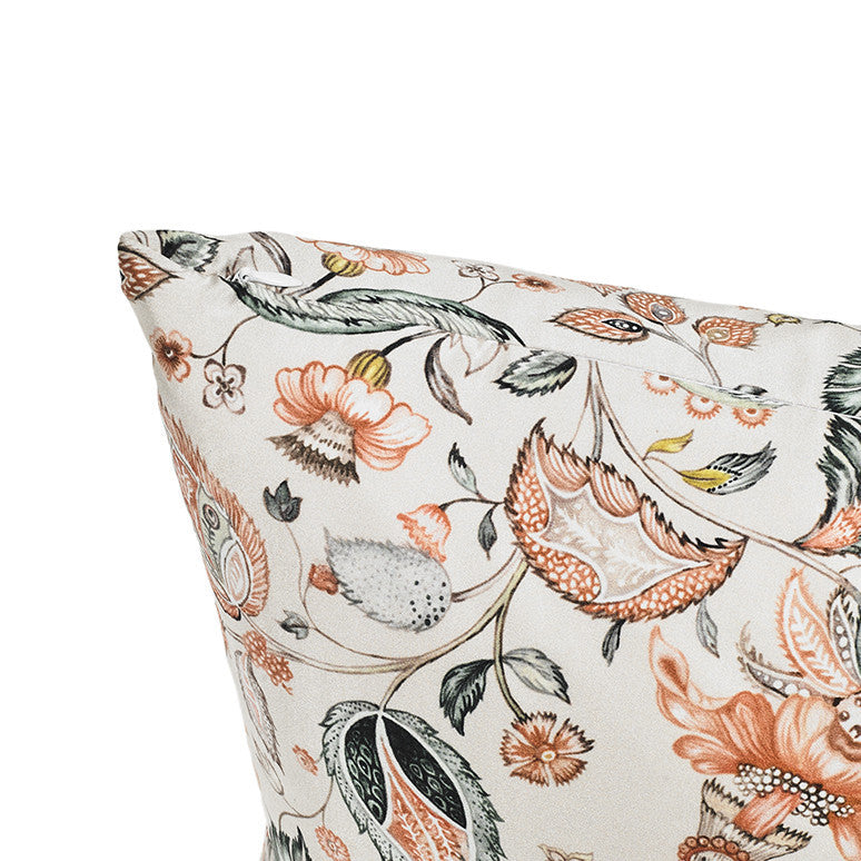 Funda de cojín de seda con diseño paisley y cremallera invisible