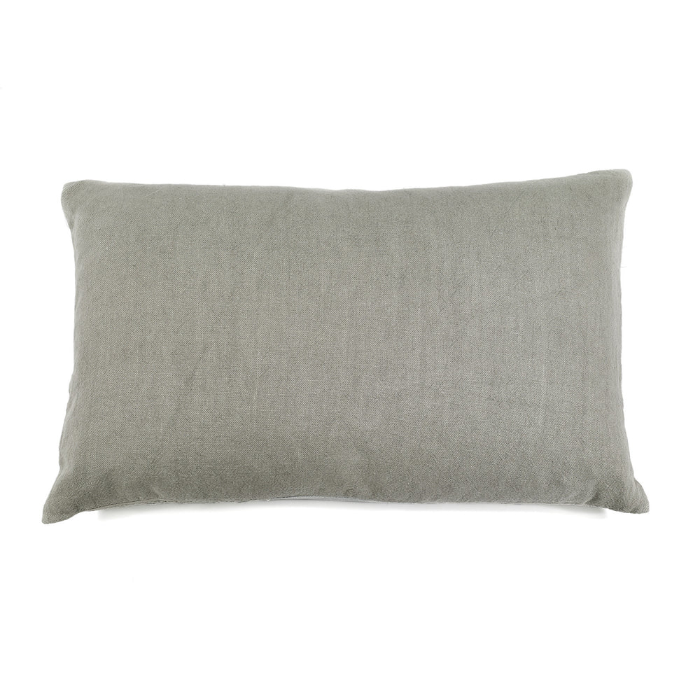 SWAHILI GIRAFFE EMBROIDERED CUSHION COVER · PURE WASHED LINEN · KHAKI
