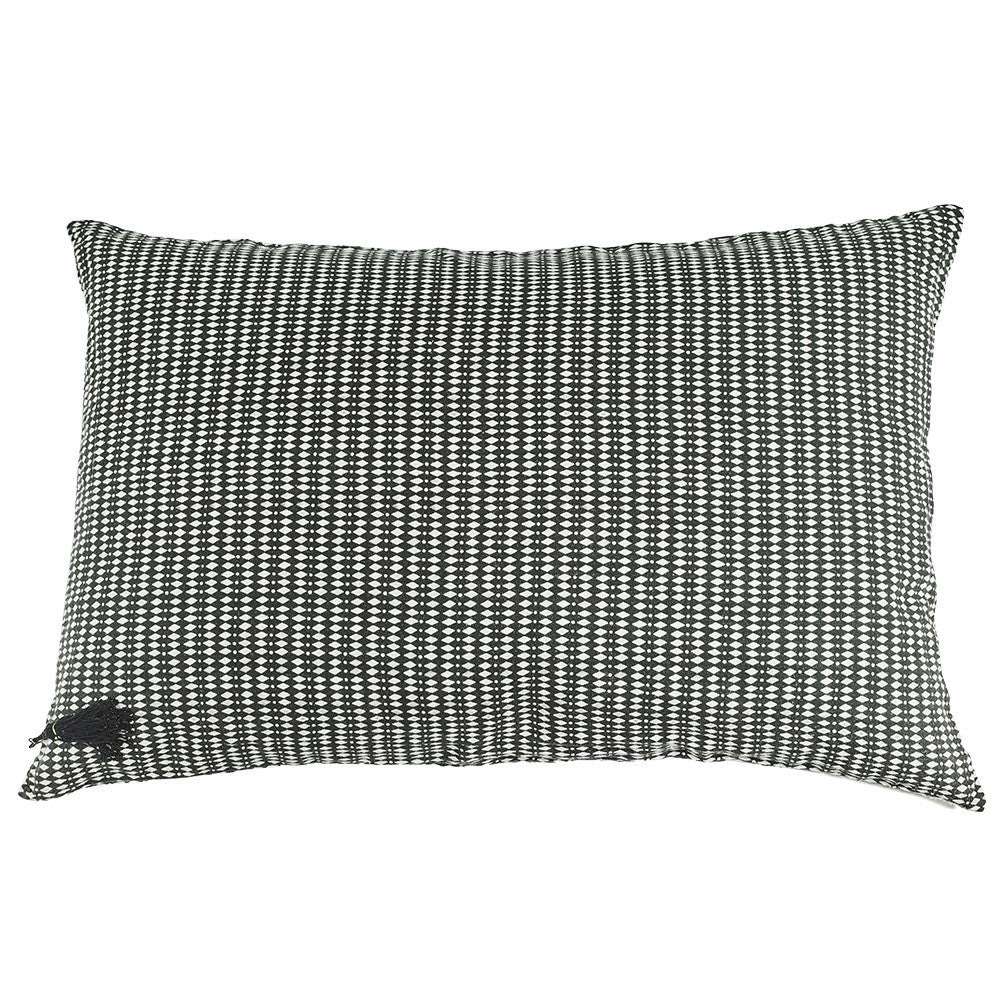 FLOOR CUSHION · PURE WASHED LINEN · BLACK KALAHARI MOTIF