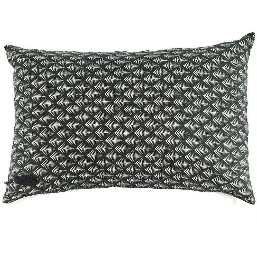 FLOOR CUSHION · PURE WASHED LINEN · BLACK NAMIBIA MOTIF