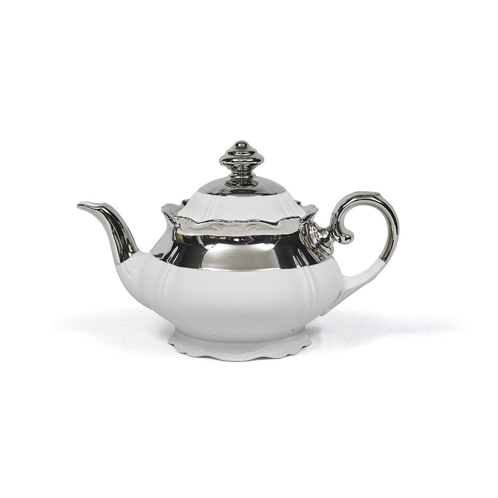 TEAPOT · REICHENBACH PORCELAIN · SILVER OVERLAY