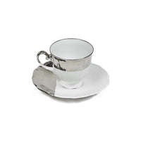 TEACUP AND SAUCER ·  REICHENBACH PORCELAIN · SILVER OVERLAY