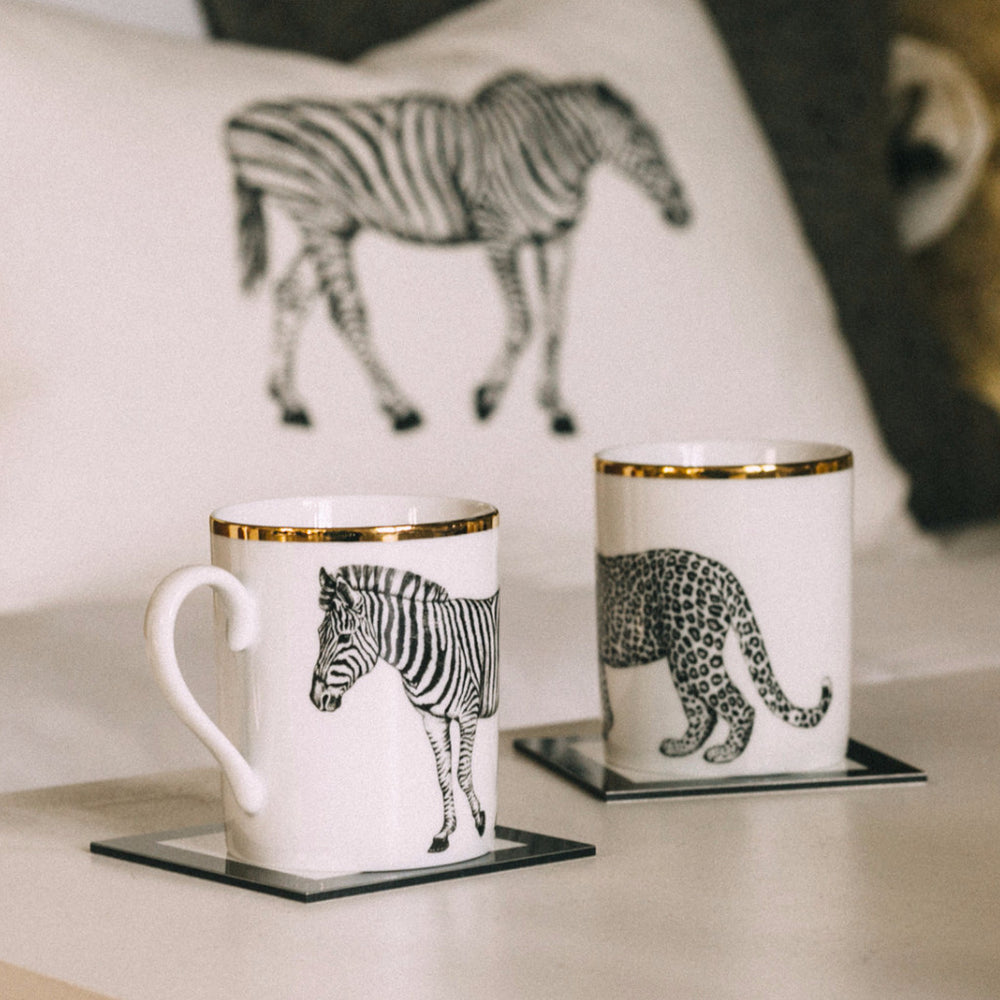 MUG · LIMOGES PORCELAIN · ZEBRA MOTIF