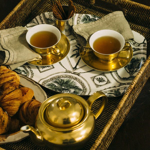 TEACUP AND SAUCER · REICHENBACH PORCELAIN · GOLD PLATED