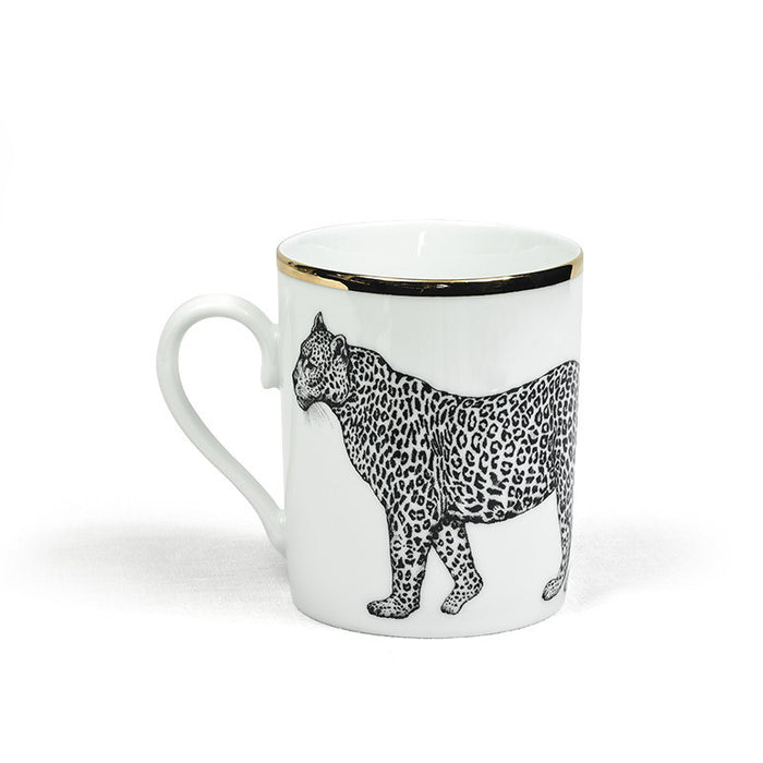 MUG · LIMOGES PORCELAIN · LEOPARD MOTIF