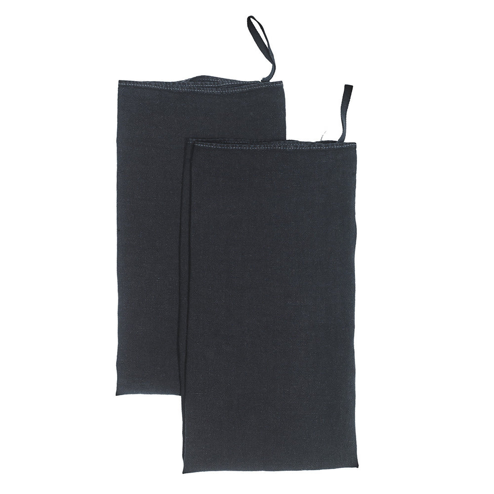 TEA TOWEL · PURE WASHED LINEN · BLACK (PACK OF 2)