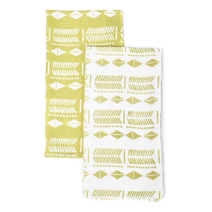 TEA TOWEL · PURE WASHED LINEN · NDEBELE MOTIF · LIME (SET OF 2)