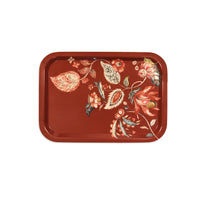 Bandeja de madera con estampado paisley en color terracota