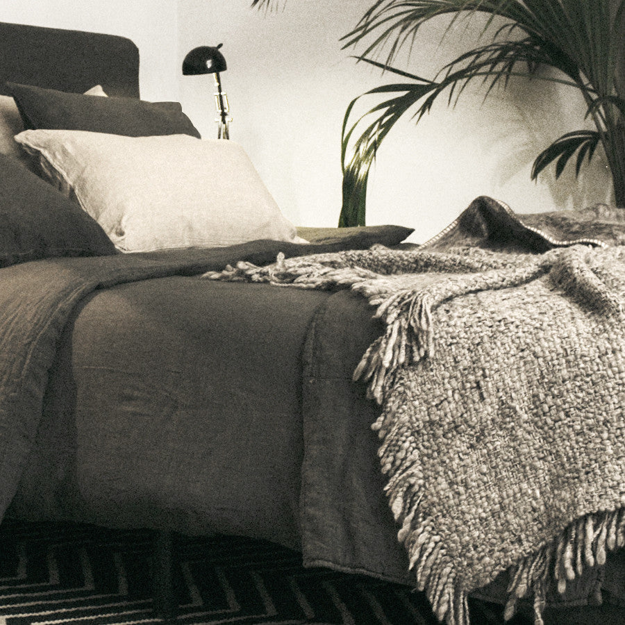 DUVET COVER · PURE WASHED LINEN · LEAD GREY
