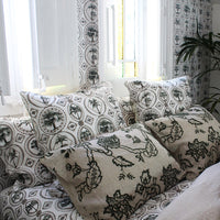 DUVET COVER · PURE WASHED LINEN · TOILE DE PALMIERS MOTIF